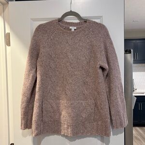 Pure Jill Mauve Cable Knit Sweater Wool Blend Relaxed Fit Size S